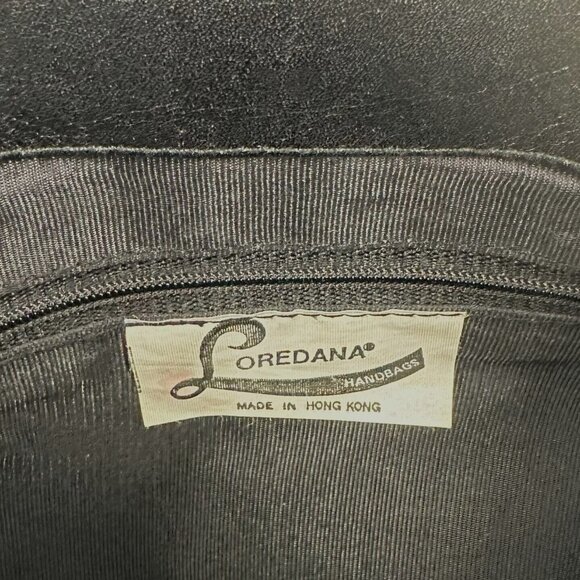 Vintage 80's Loredana Black Leather & Snakeskin Shoulder Bag Crossbody Handbag - Picture 6 of 6